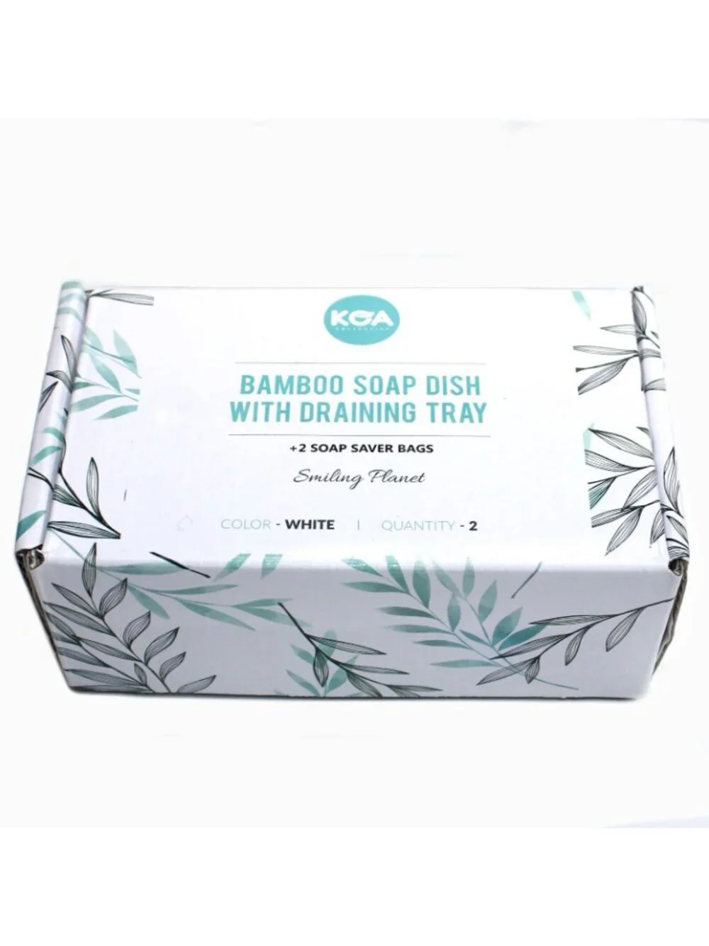 Bamboo Fiber Self-Draining Soap Dish Drain Storage Holder Tray Bathroom Set of 2